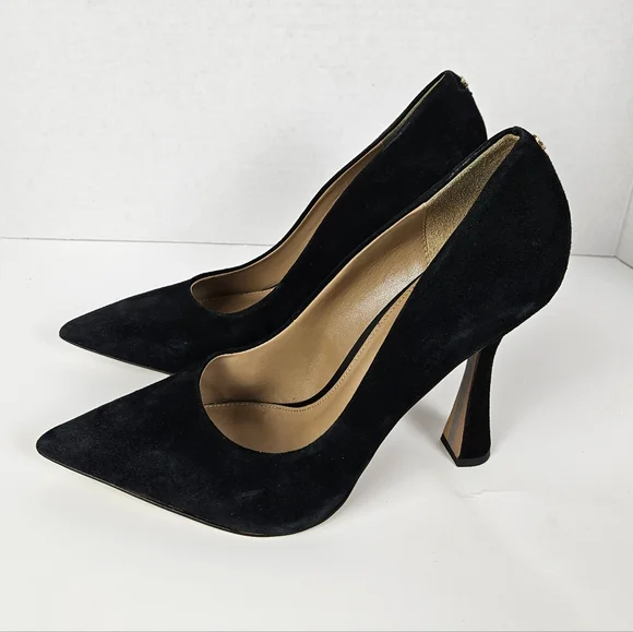 Sam Edelman Antonia Pointed Toe Black Suede Pump Heel Size 8.5 Minimalist - Picture 1 of 8
